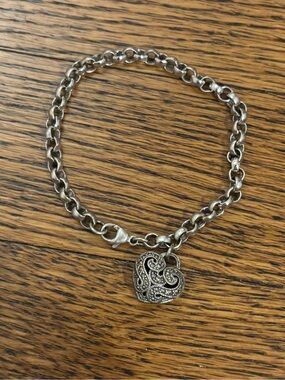 JUDITH JACK MARCASITE HEART CHARM ROLO LINK